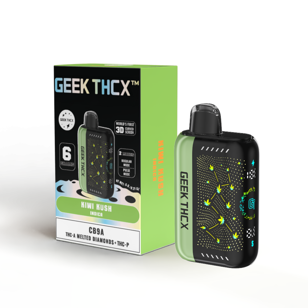 Kiwi Kush 6 Grams CB9A + THC-A Melted Diamonds + THC-P Curve Screen Disposable Vape Indica